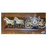 United Clock Corporation Horse Drawn Carriage Mantel Clock