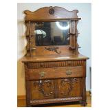 Wooden Victorian Sideboard With Mirror