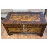 Hand Carved Wooden Blanket Chest