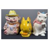 Pig, Cat, & Rabbit Cookie Jars