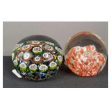 (2) Unmarked Glass Paperweights
