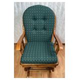 Wooden Gliding Rocking Chair With Upholstered Padding