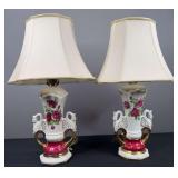 (2) Worrall Red Rose Accent Lamps