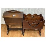 Vintage Wooden Sewing Box & Newspaper Holder