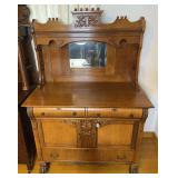 Victorian Wooden Sideboard With Mirror Back Splash