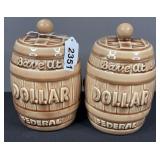 Pair of “Save at Dollar Federal” Coin Banks