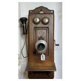 Vintage Hercules Oak Wall Phone