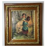 Large Vintage Picture & Picture Frame
