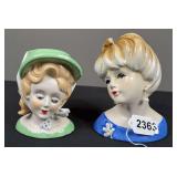 Pair of Vintage Lady Head Vases