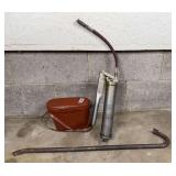 Belle & Howell Binoculars, Crow Bar, & Grease Gun