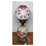 Antique Flower Painted Hurricane Lamp