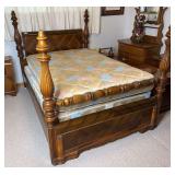 Full Size Wooden Bed Frame, Box Spring, & Mattress