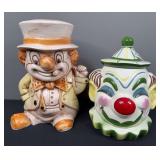 Treasure Craft Hobo Cookie Jar & Vintage Clown Cookie Jar