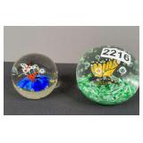 St.Clair & Unmarked Butterfly Glass Paperweights