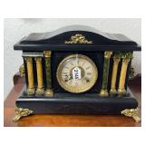 Antique Embroidery Wooden Mantle Clock ￼