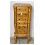 Wooden Jewelry Box with Costume Jewelry Necklaces