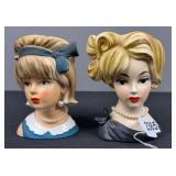NapcoWare & Enesco Lady Head Vases