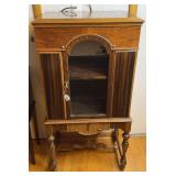 Mid-Century Wooden Cabinet With Glass Door and Drawer