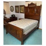 Full Size Wooden Bed frame, Box Spring, & Mattress