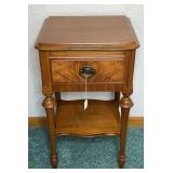 Two Tier Side Table With Turned Wood Legs