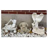 Angel, Little Boy, & Bear Garden Ornaments