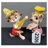 Anthropomorphic Porcelain Cat Salt & Pepper Shakers