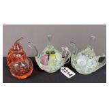 “Maxwell Crystal” Pink Glass & Teapot Paperweights