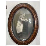 Vintage Oval Bubble Glass Picture & Picture Frame
