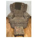 Recliner Rocking Chair & Matching Upholstered Foot Rest