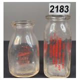 Sanders Dairy Mellow Milk & New Bremen Meadow Gold Milk Bottle