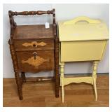 Pair of Turned Wooden Leg Sewing Cabinets With Cary Handles
