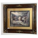 Large Vintage Religious Picture & Picture Frame