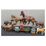 Horse Statue Decor, Cast Iron Truck, & Vintage Lighters