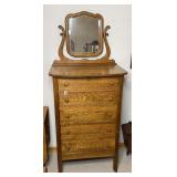 Wooden High boy Dresser With Mirror
