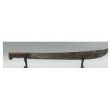 Unmarked Vintage Combat Machete with Leather Sheath