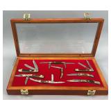 Set of Steel Warrior Pocket Knives & Showcase