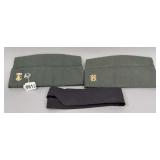 Pair of U.S. Army Garrison Caps with Insignias & Black Tie