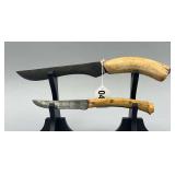 Two Homemade Deer Antler Handled Knives