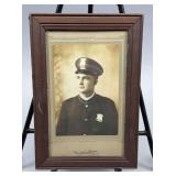 Vintage Framed Photograph of 20th Century Uniformed Police Officer/Military Cadet Man