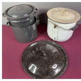 Enameled Pots, Lids, & Bucket