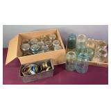 Assorted Sized Bail Wire Top Mason Jars & Misc. Ball & Atlas Mason Jars & Jar Rings