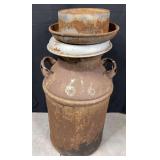 Vintage Milk Can With Extra Lid
