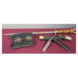 Steel, Straight Razor, & Eyeglasses