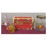 Cookie Jar, Chocolate Box, Honey Pot, & Handled Basket