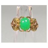 10k Gold Green Gemstone Ring Size 8