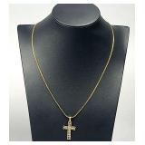 18k '750' Gold Necklace & 14k 'CDI' Gold Cross