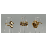 (2) 18kt H.G.E. Rings & (1) 1/20 12kt Pearl Ring