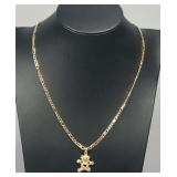 '585 Italy' Gold Chain & 14k Teddy Bear Pendant