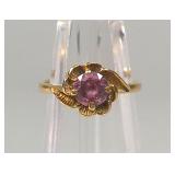 10k Gold Purple Gemstone Ring Size 5