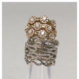 Pair of '925 CZ CHINA' Silver Rings